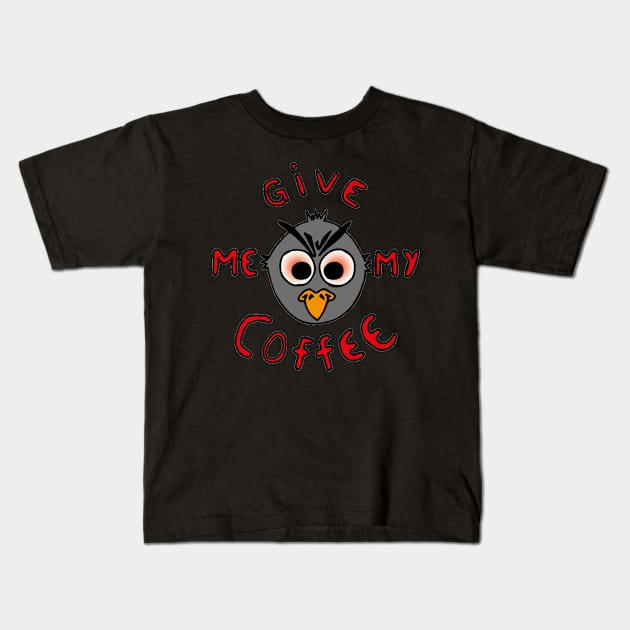 Coffee owl Kids T-Shirt by Radagas